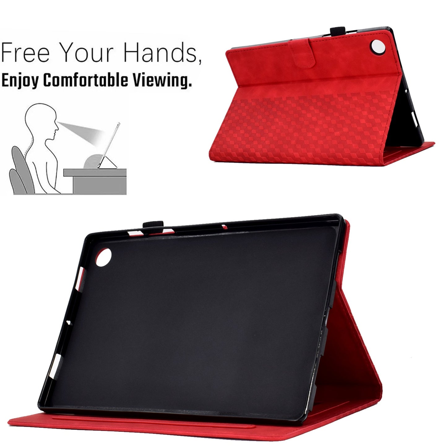 Auto Wake / Sleep Shockproof Case for Lenovo Tab M10 Plus (Gen 3) Pattern Imprinted Anti-Drop Cover Solid Color Stitching Tablet Leather Stand Case with Card Slots