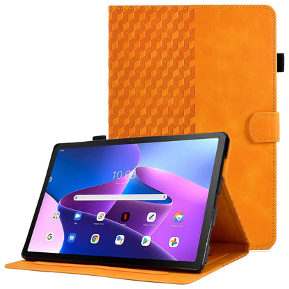 Auto Wake / Sleep Shockproof Case for Lenovo Tab M10 Plus (Gen 3) Pattern Imprinted Anti-Drop Cover Solid Color Stitching Tablet Leather Stand Case with Card Slots