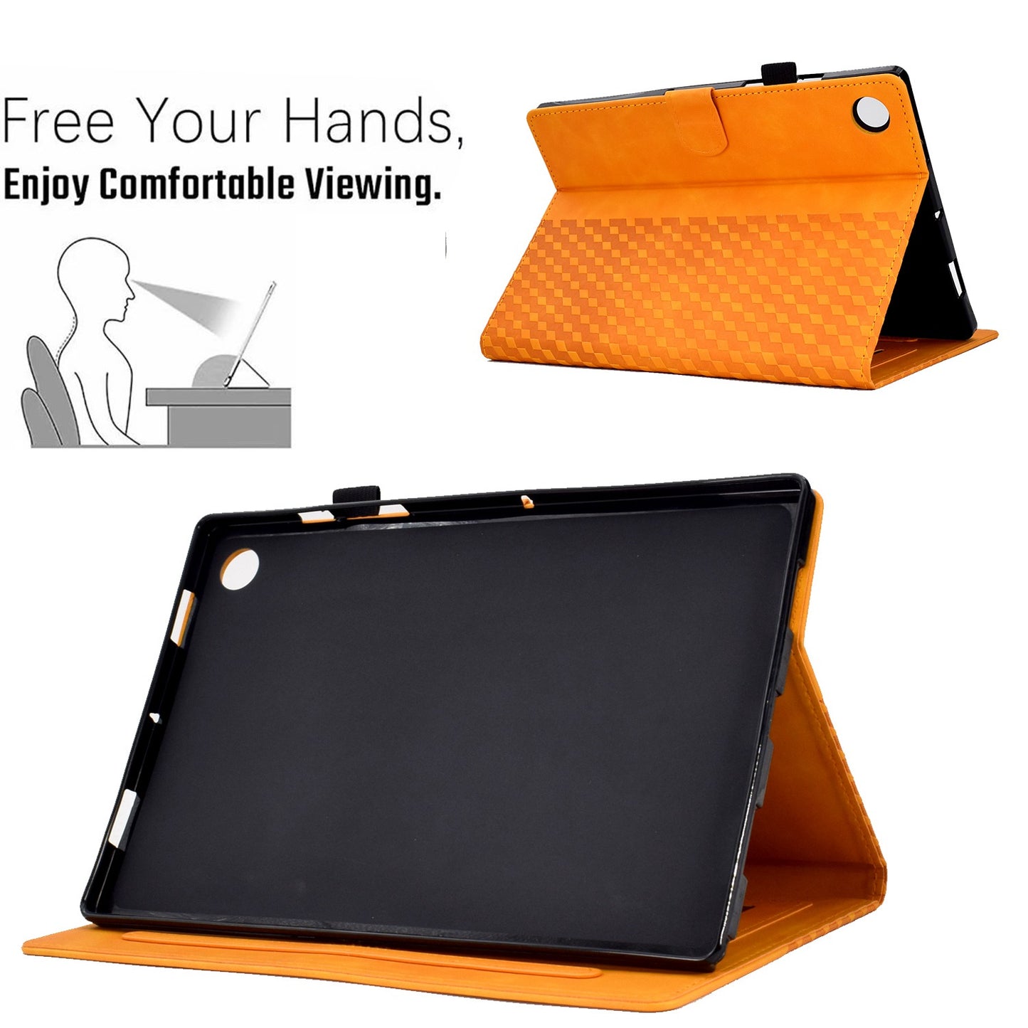 Auto Wake / Sleep Shockproof Case for Lenovo Tab M10 Plus (Gen 3) Pattern Imprinted Anti-Drop Cover Solid Color Stitching Tablet Leather Stand Case with Card Slots