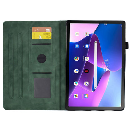 Auto Wake / Sleep Shockproof Case for Lenovo Tab M10 Plus (Gen 3) Pattern Imprinted Anti-Drop Cover Solid Color Stitching Tablet Leather Stand Case with Card Slots