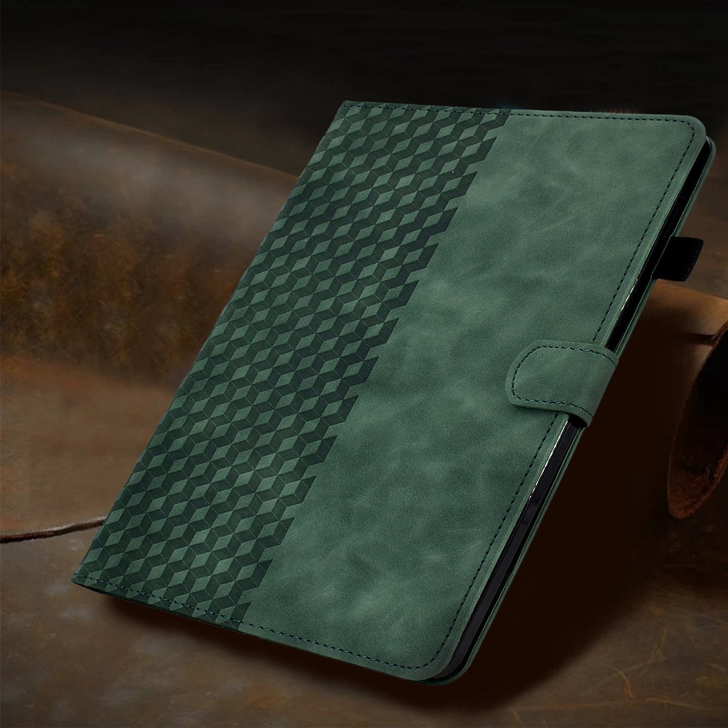 Auto Wake / Sleep Shockproof Case for Lenovo Tab M10 Plus (Gen 3) Pattern Imprinted Anti-Drop Cover Solid Color Stitching Tablet Leather Stand Case with Card Slots