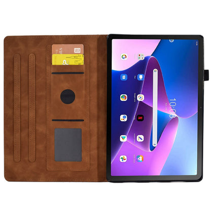 Auto Wake / Sleep Shockproof Case for Lenovo Tab M10 Plus (Gen 3) Pattern Imprinted Anti-Drop Cover Solid Color Stitching Tablet Leather Stand Case with Card Slots