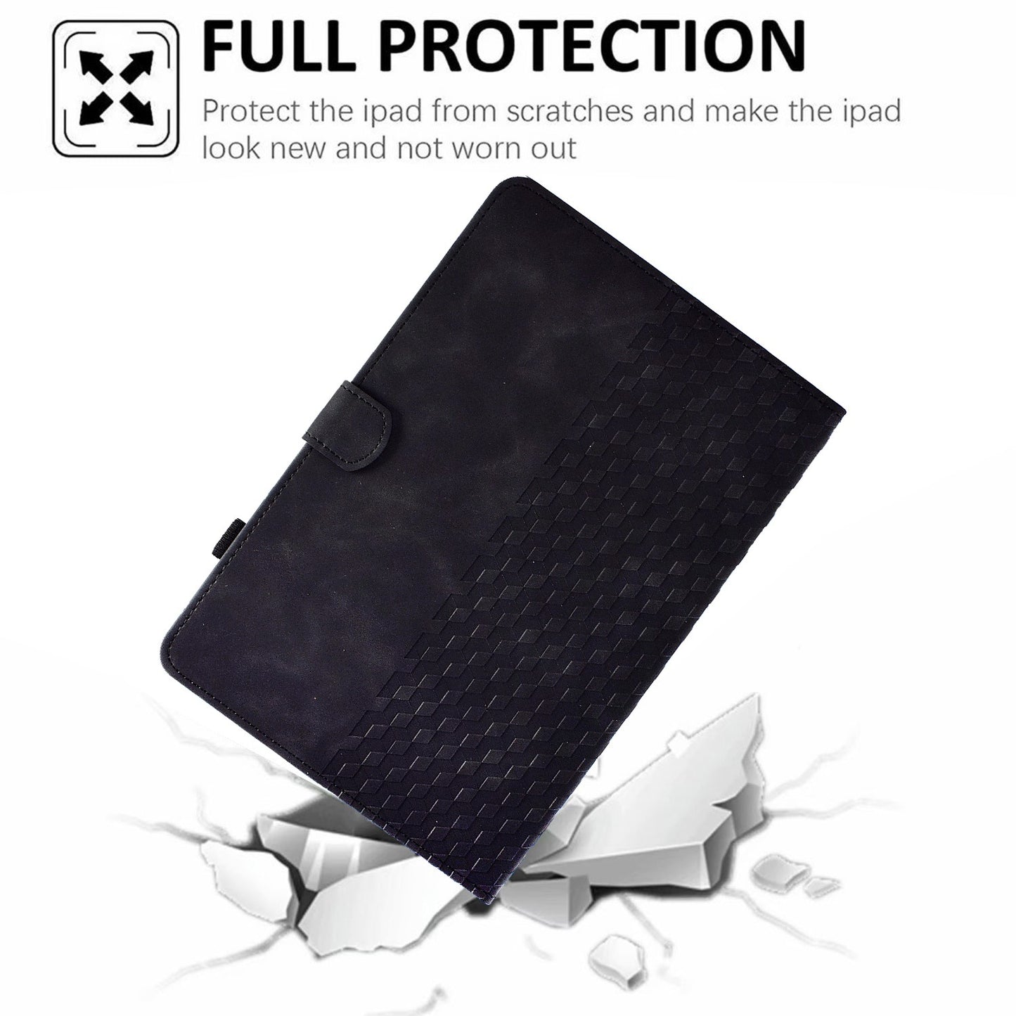 Auto Wake / Sleep Shockproof Case for Lenovo Tab M10 Plus (Gen 3) Pattern Imprinted Anti-Drop Cover Solid Color Stitching Tablet Leather Stand Case with Card Slots