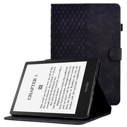 For Amazon Kindle Paperwhite 5 (2021) Anti-Drop Leather Case Auto Wake / Sleep Shockproof Cover Solid Color Pattern Imprinted Tablet Protector with Card Slots / Stand