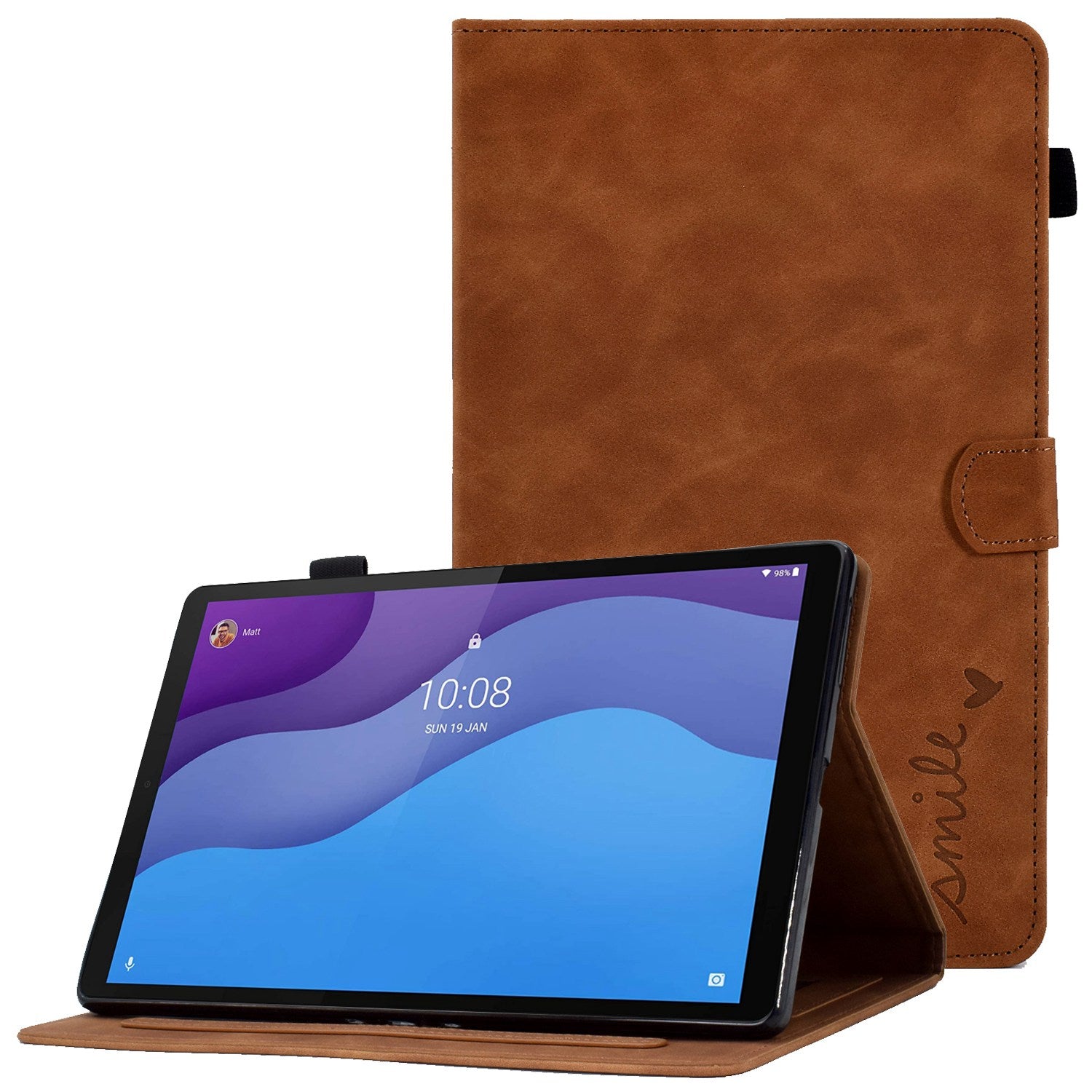 For Lenovo Tab M10 HD Gen 2 X306 10.1" PU Leather Folio Stand Case Pattern Imprinted Magnetic Clasp Smart Cover with Card Slots and Pen Holder