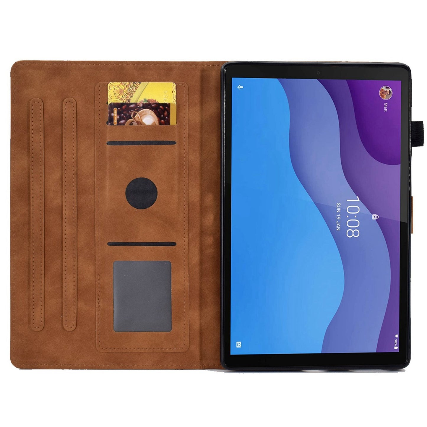 For Lenovo Tab M10 HD Gen 2 X306 10.1" PU Leather Folio Stand Case Pattern Imprinted Magnetic Clasp Smart Cover with Card Slots and Pen Holder