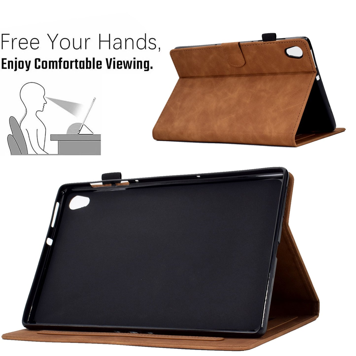 For Lenovo Tab M10 HD Gen 2 X306 10.1" PU Leather Folio Stand Case Pattern Imprinted Magnetic Clasp Smart Cover with Card Slots and Pen Holder