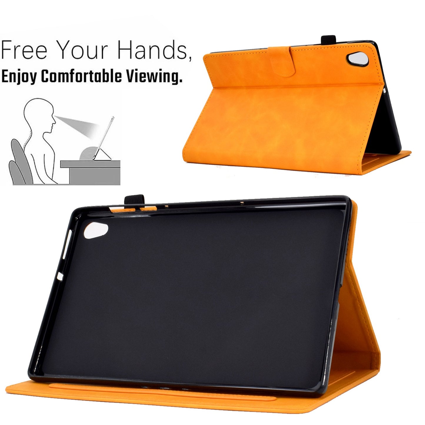 For Lenovo Tab M10 HD Gen 2 X306 10.1" PU Leather Folio Stand Case Pattern Imprinted Magnetic Clasp Smart Cover with Card Slots and Pen Holder