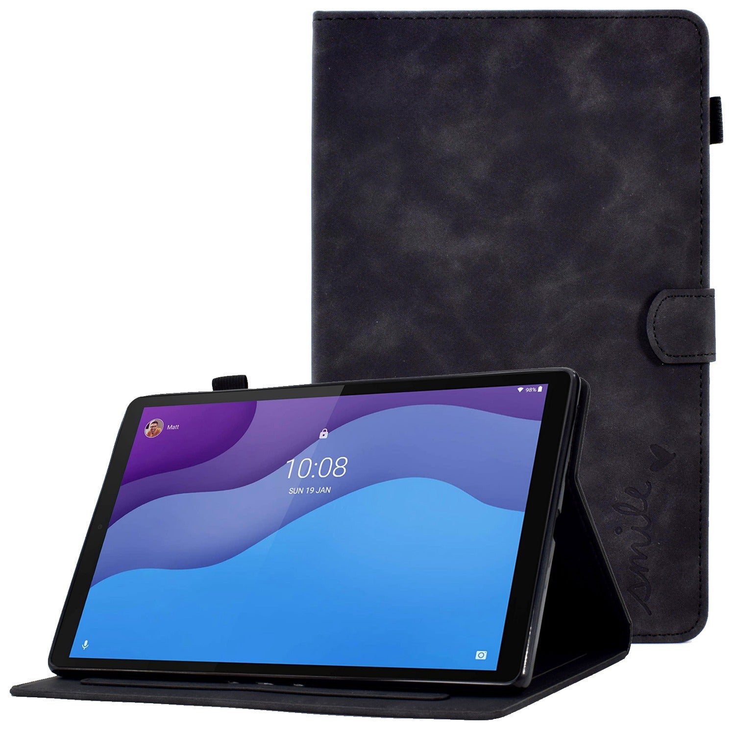 For Lenovo Tab M10 HD Gen 2 X306 10.1" PU Leather Folio Stand Case Pattern Imprinted Magnetic Clasp Smart Cover with Card Slots and Pen Holder