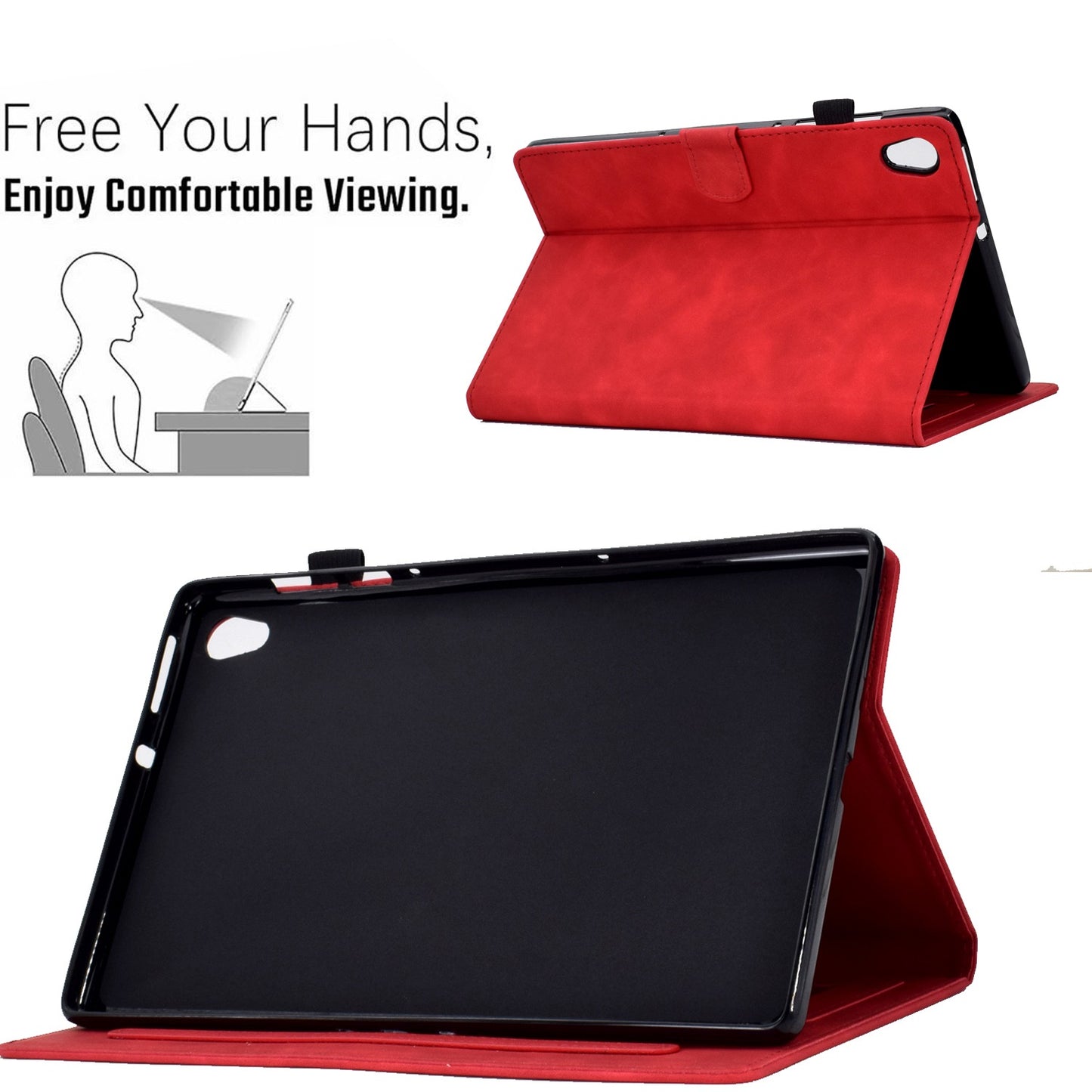 For Lenovo Tab M10 HD Gen 2 X306 10.1" PU Leather Folio Stand Case Pattern Imprinted Magnetic Clasp Smart Cover with Card Slots and Pen Holder