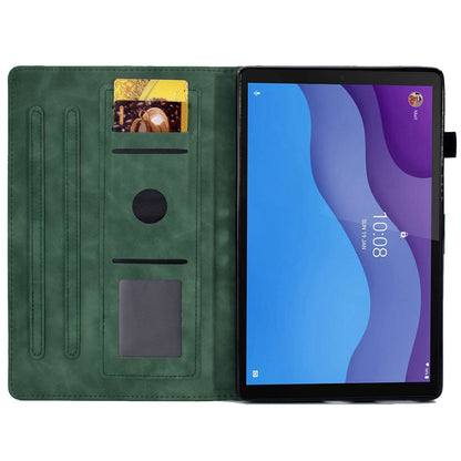 For Lenovo Tab M10 HD Gen 2 X306 10.1" PU Leather Folio Stand Case Pattern Imprinted Magnetic Clasp Smart Cover with Card Slots and Pen Holder