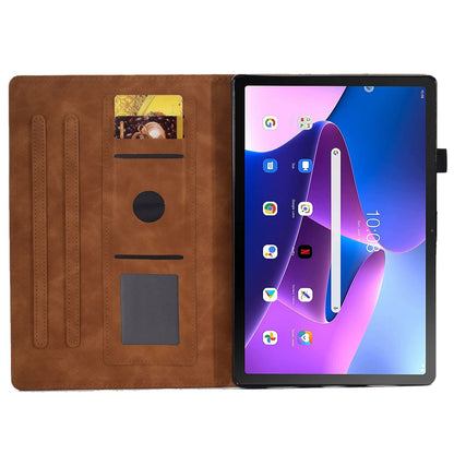 For Lenovo Tab M10 Plus (Gen 3) Pattern Imprinted Anti-Fall Leather Case Solid Color Protective Folio Flip Cover Tablet Stand Case with Card Slots Support Auto Wake / Sleep