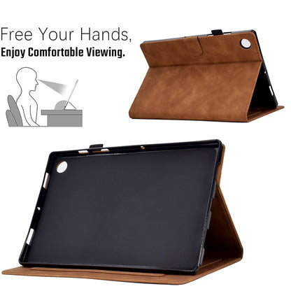 For Lenovo Tab M10 Plus (Gen 3) Pattern Imprinted Anti-Fall Leather Case Solid Color Protective Folio Flip Cover Tablet Stand Case with Card Slots Support Auto Wake / Sleep