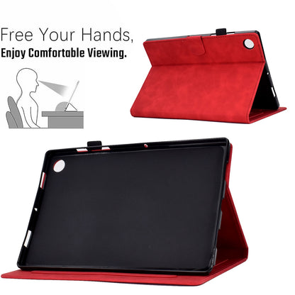 For Lenovo Tab M10 Plus (Gen 3) Pattern Imprinted Anti-Fall Leather Case Solid Color Protective Folio Flip Cover Tablet Stand Case with Card Slots Support Auto Wake / Sleep