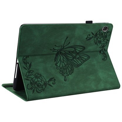 For Lenovo Tab M7 (3rd Gen) Imprinting Butterfly Flower Pattern Tablet Case Shockproof PU Leather Stand Card Holder Protective Cover