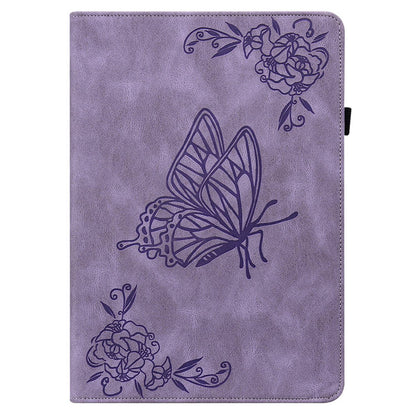 For Lenovo Tab M7 (3rd Gen) Imprinting Butterfly Flower Pattern Tablet Case Shockproof PU Leather Stand Card Holder Protective Cover