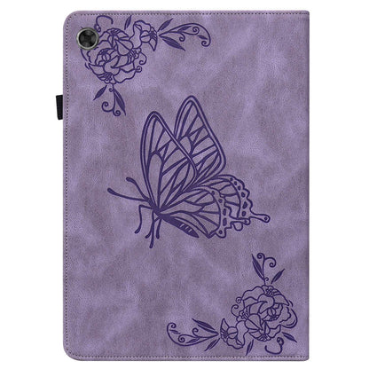 For Lenovo Tab M7 (3rd Gen) Imprinting Butterfly Flower Pattern Tablet Case Shockproof PU Leather Stand Card Holder Protective Cover