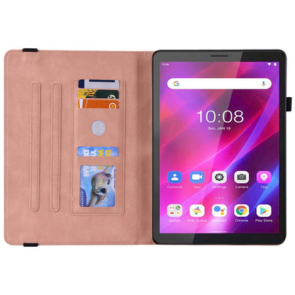 For Lenovo Tab M7 (3rd Gen) Imprinting Butterfly Flower Pattern Tablet Case Shockproof PU Leather Stand Card Holder Protective Cover