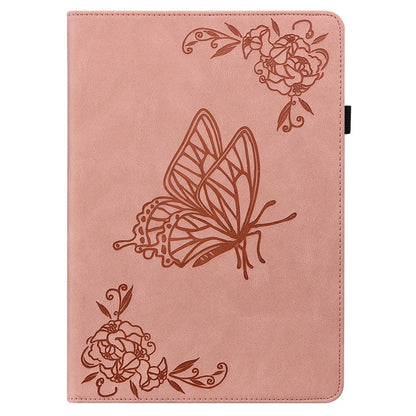 For Lenovo Tab M7 (3rd Gen) Imprinting Butterfly Flower Pattern Tablet Case Shockproof PU Leather Stand Card Holder Protective Cover