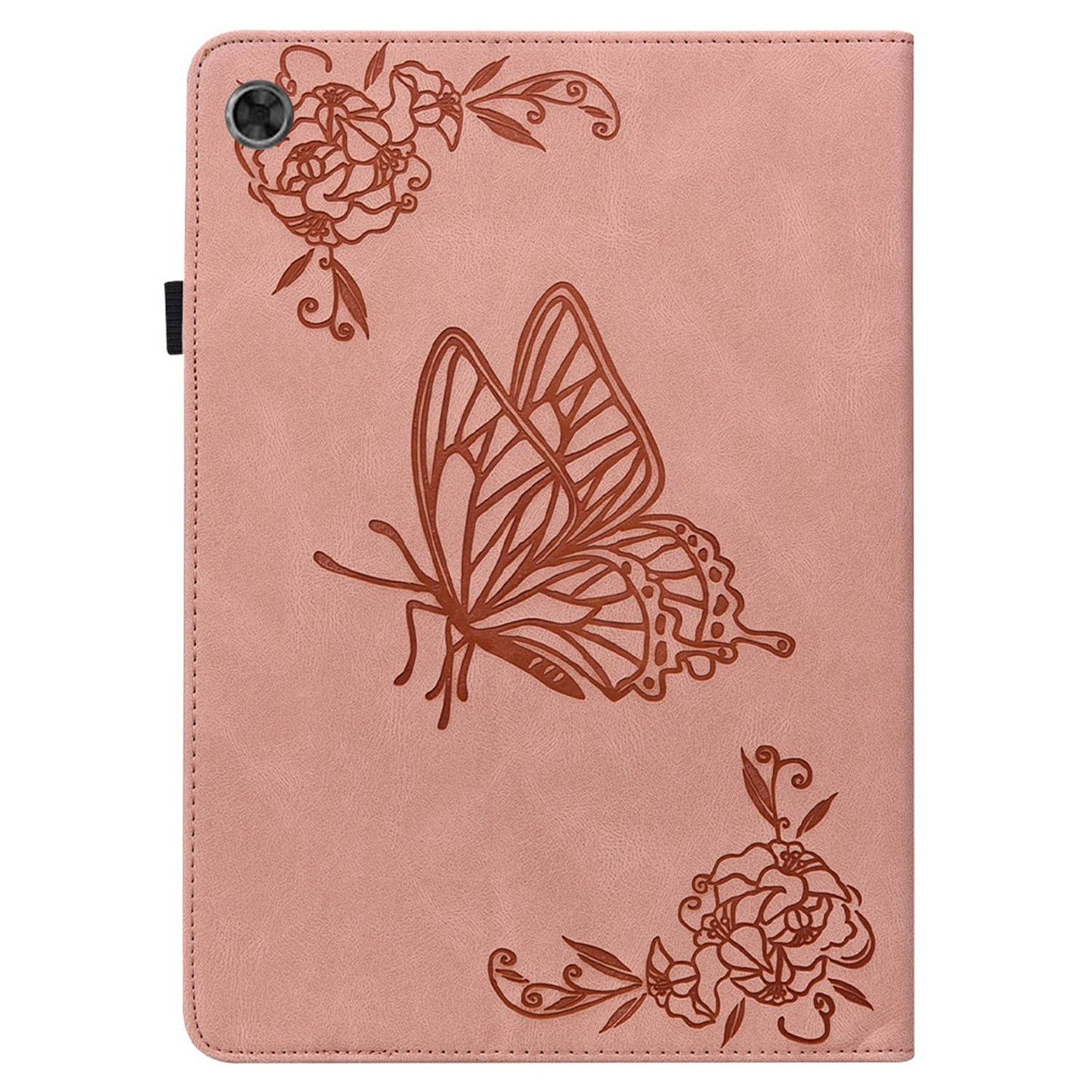 For Lenovo Tab M7 (3rd Gen) Imprinting Butterfly Flower Pattern Tablet Case Shockproof PU Leather Stand Card Holder Protective Cover