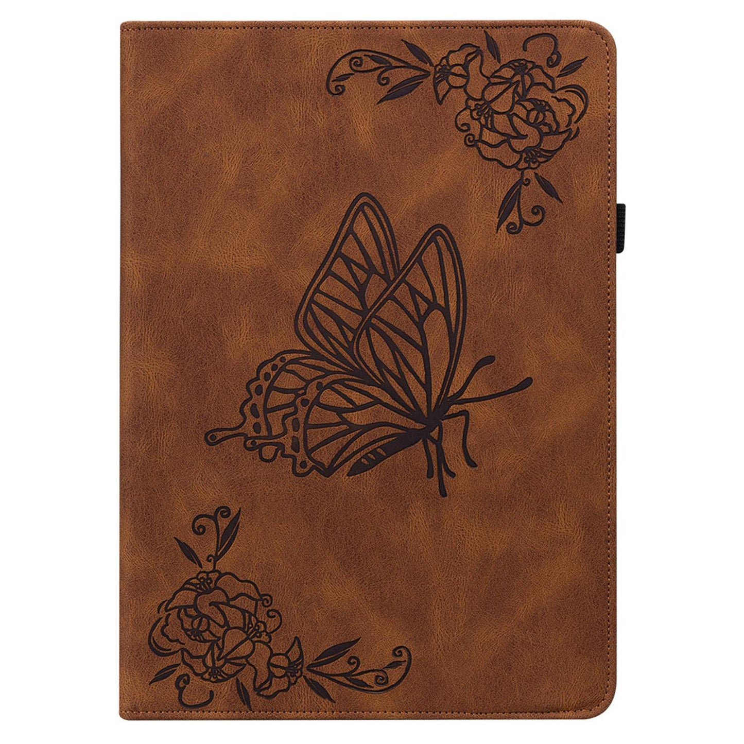 For Lenovo Tab M7 (3rd Gen) Imprinting Butterfly Flower Pattern Tablet Case Shockproof PU Leather Stand Card Holder Protective Cover