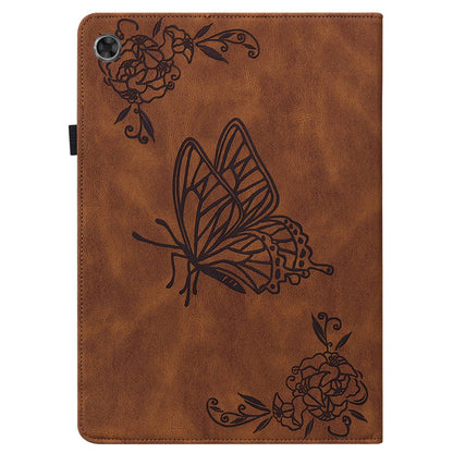 For Lenovo Tab M7 (3rd Gen) Imprinting Butterfly Flower Pattern Tablet Case Shockproof PU Leather Stand Card Holder Protective Cover