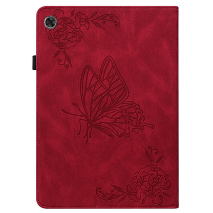 For Lenovo Tab M7 (3rd Gen) Imprinting Butterfly Flower Pattern Tablet Case Shockproof PU Leather Stand Card Holder Protective Cover