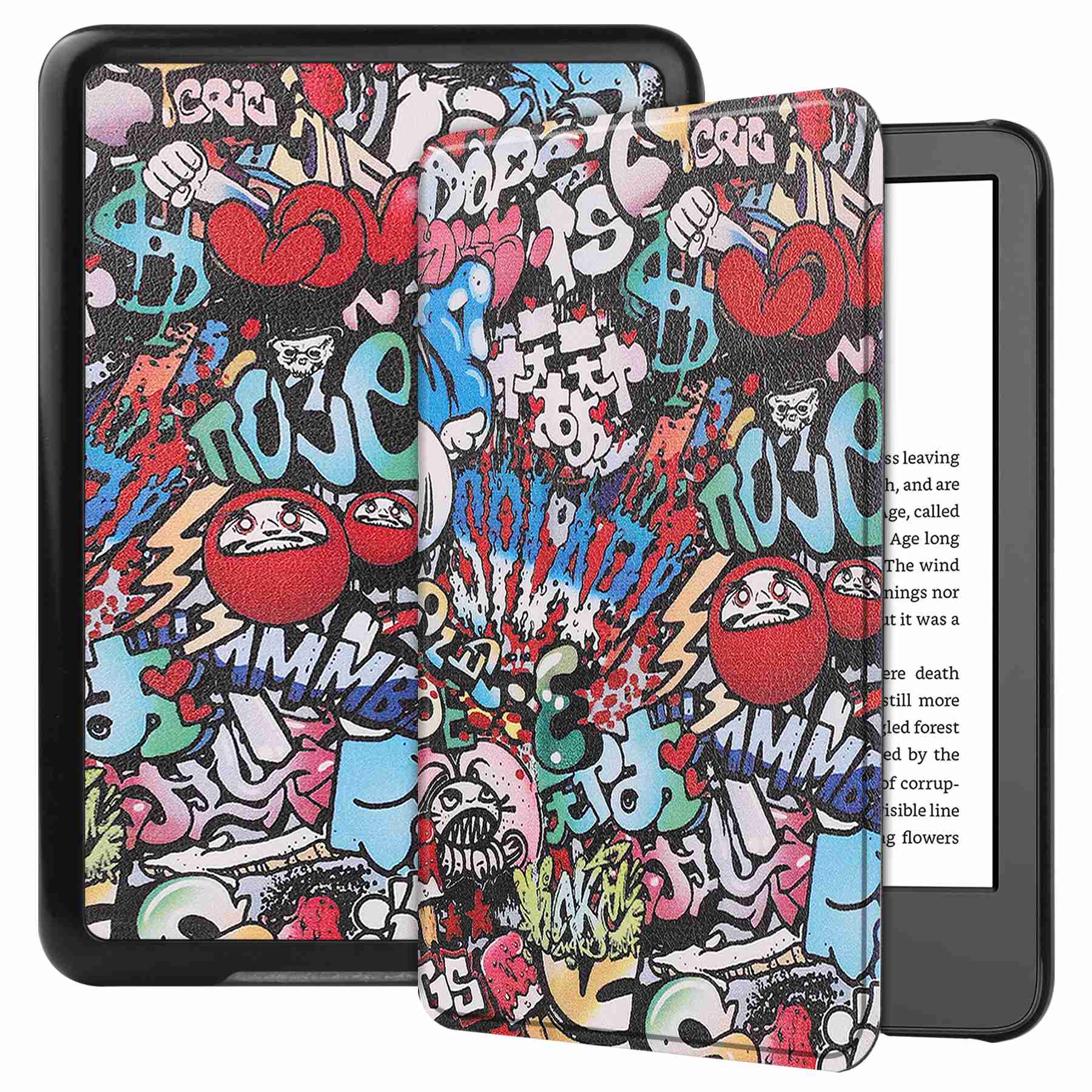 For Amazon Kindle (2022 Release) PU Leather + PC Protective Case Pattern Printing Auto Sleep / Wake E-reader Cover