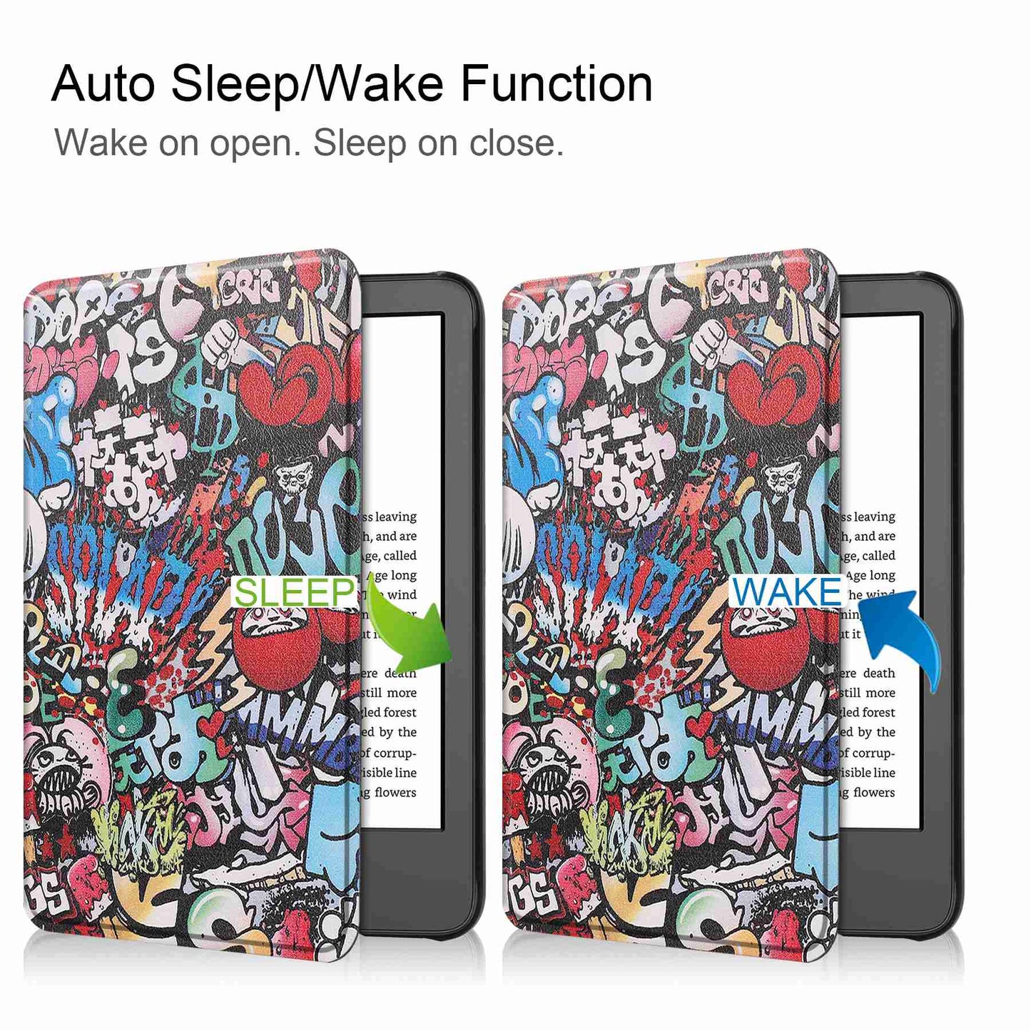 For Amazon Kindle (2022 Release) PU Leather + PC Protective Case Pattern Printing Auto Sleep / Wake E-reader Cover