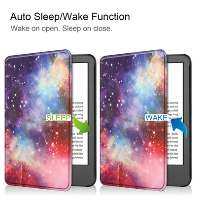 For Amazon Kindle (2022 Release) PU Leather + PC Protective Case Pattern Printing Auto Sleep / Wake E-reader Cover