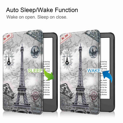 For Amazon Kindle (2022 Release) PU Leather + PC Protective Case Pattern Printing Auto Sleep / Wake E-reader Cover