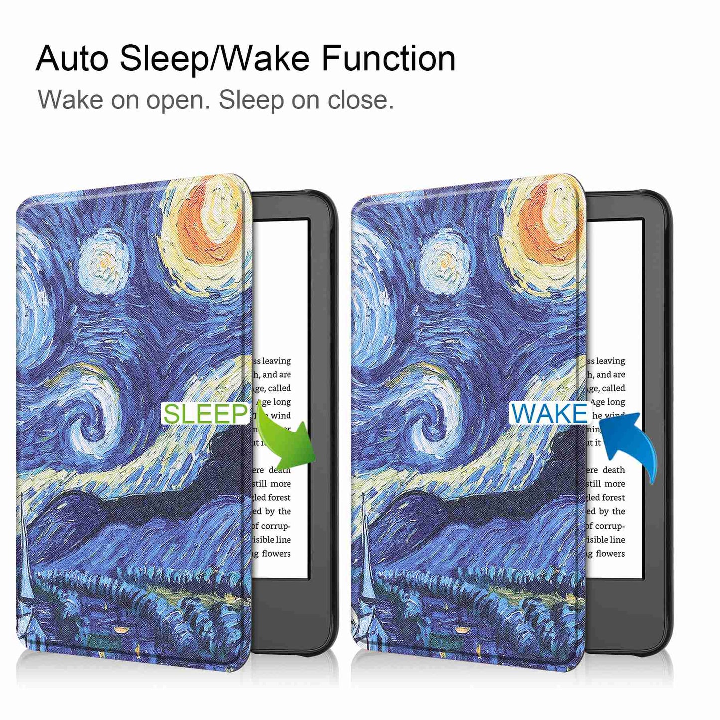 For Amazon Kindle (2022 Release) PU Leather + PC Protective Case Pattern Printing Auto Sleep / Wake E-reader Cover