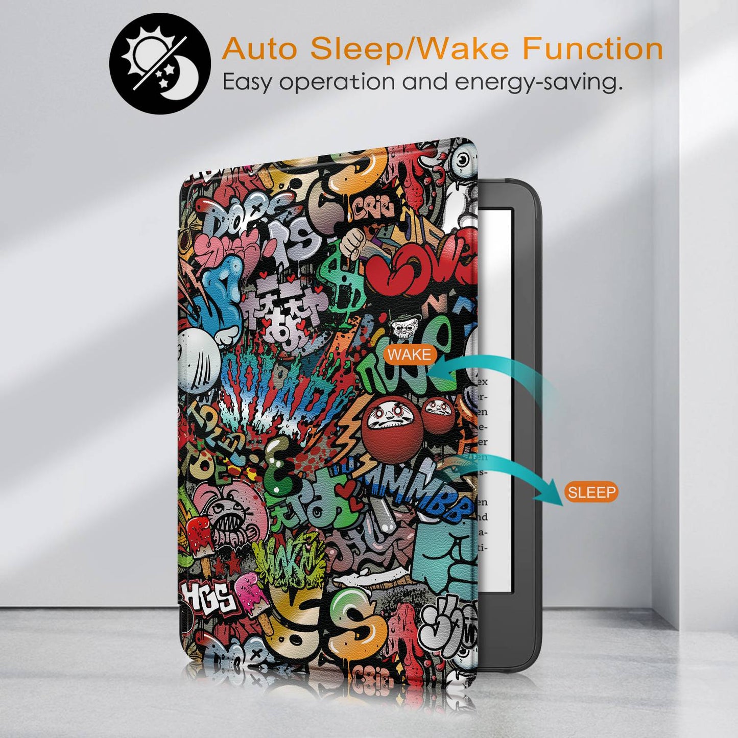 For Amazon Kindle (2022 Release) / Kindle 11th Generation Pattern Printing Tablet Case PU Leather Auto Sleep / Wake Smart Shockproof Protective Cover