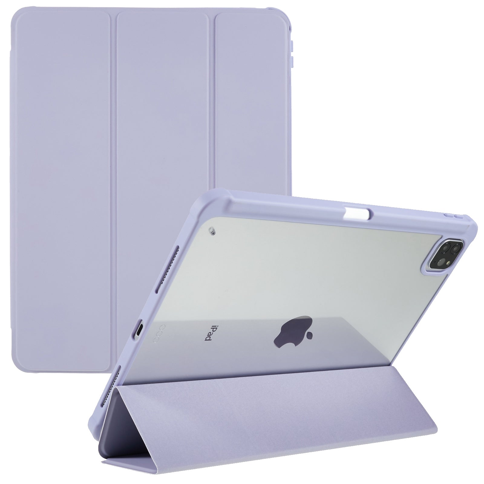 For iPad Pro 11 (2018) / (2020) / (2021) / (2022) Protective Case PU Leather + TPU + Acrylic Tablet Case Tri-fold Stand Shockproof Cover