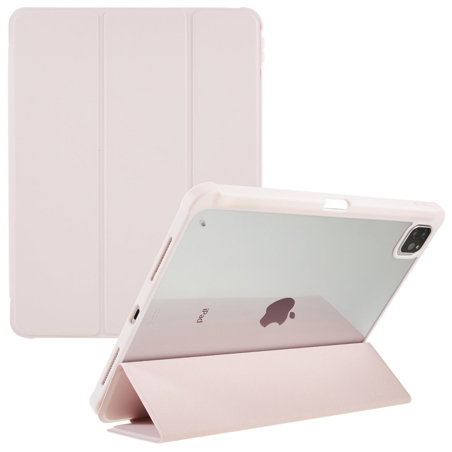 For iPad Pro 11 (2018) / (2020) / (2021) / (2022) Protective Case PU Leather + TPU + Acrylic Tablet Case Tri-fold Stand Shockproof Cover