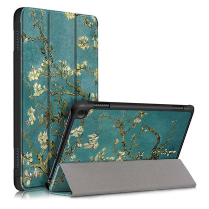 For Amazon Fire HD 8 (2020) / HD 8 Plus (2022) PU Leather Trifold Stand Cover Full Protection Pattern Printing Smart Tablet Case with Auto Wake  /  Sleep