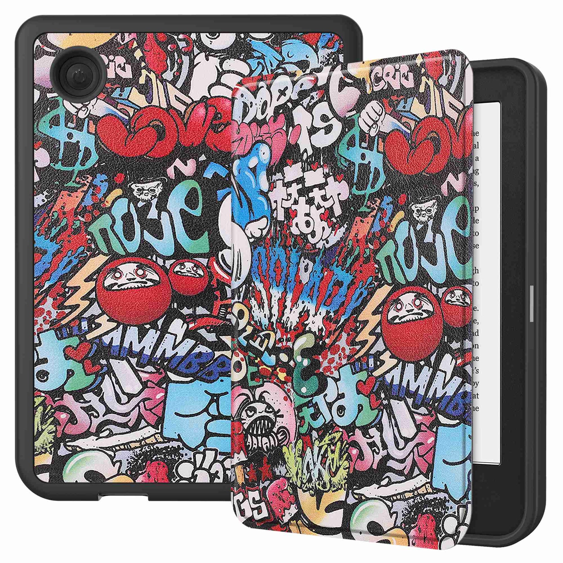 For Kobo Clara 2E Pattern Printing PU Leather Folio E-reader Cover Shockproof Smart Auto Sleep  /  Wake Protective Case