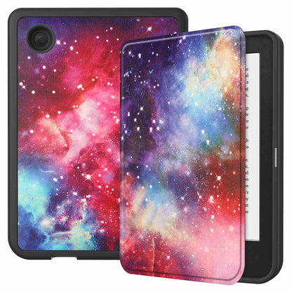 For Kobo Clara 2E Pattern Printing PU Leather Folio E-reader Cover Shockproof Smart Auto Sleep  /  Wake Protective Case