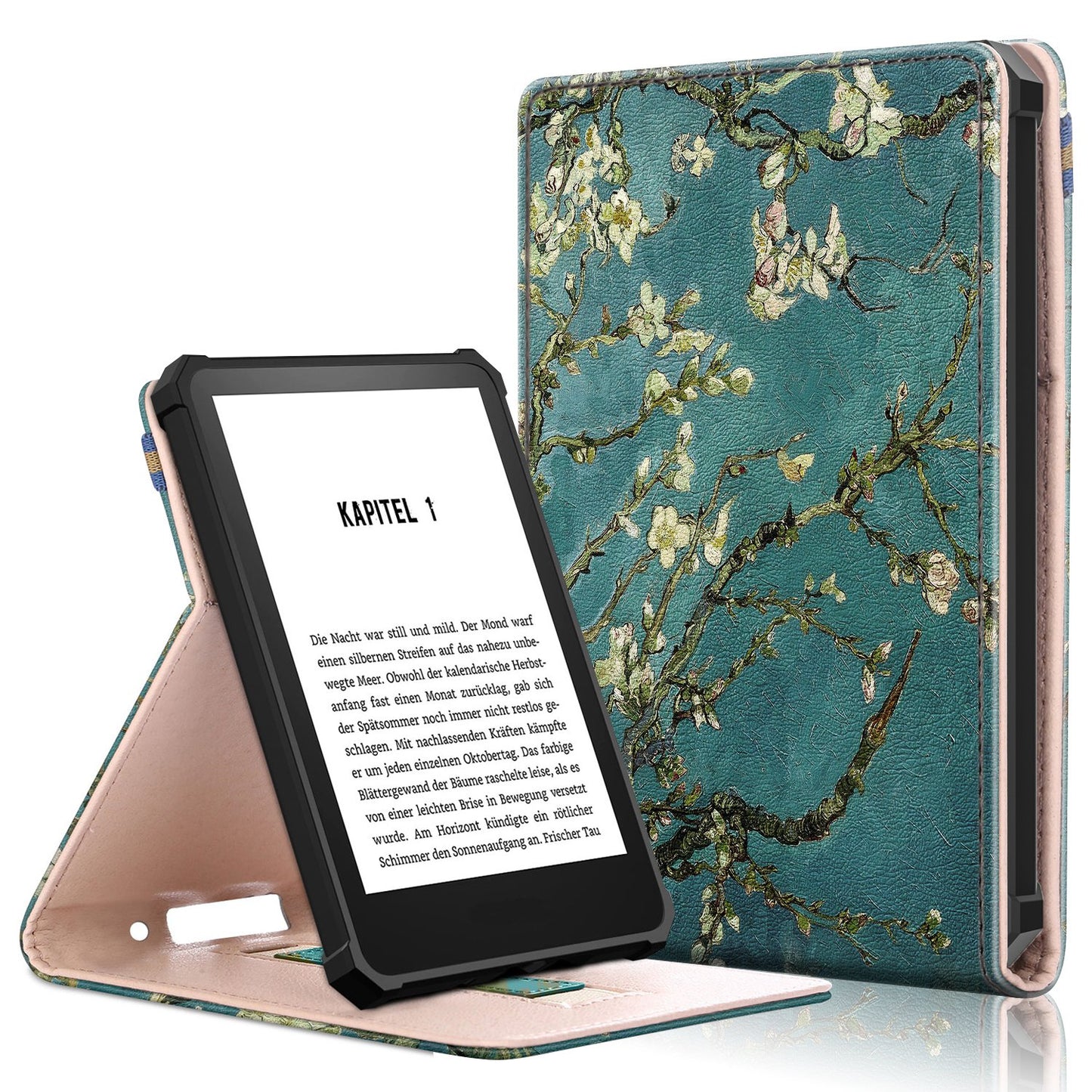 For Amazon Kindle 11th Gen (2022) Pattern Printing Stitching E-reader Case PU Leather + TPU Stand Protective Cover