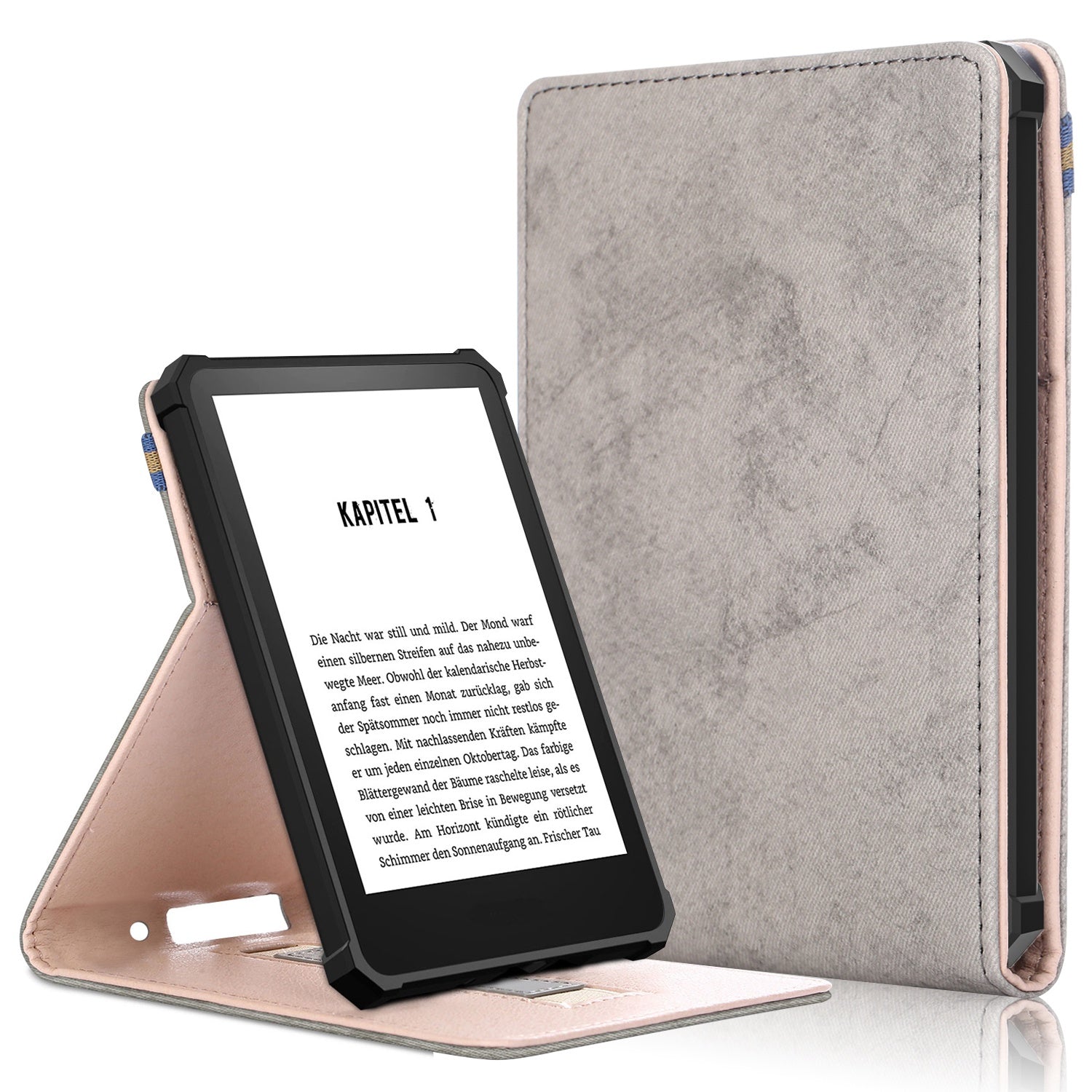 For Amazon Kindle 11th Gen (2022) Adjustable Stand Stitching PU Leather + TPU Case Solid Color E-reader Cover with Inner Hand Strap