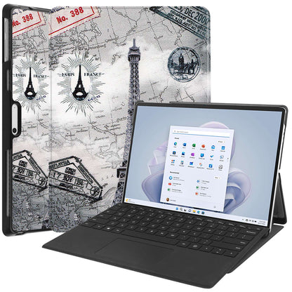 For Microsoft Surface Pro 9 PU Leather Flip Stand Cover Pattern Printing Design PC Sturdy Shockproof Protective Tablet Case