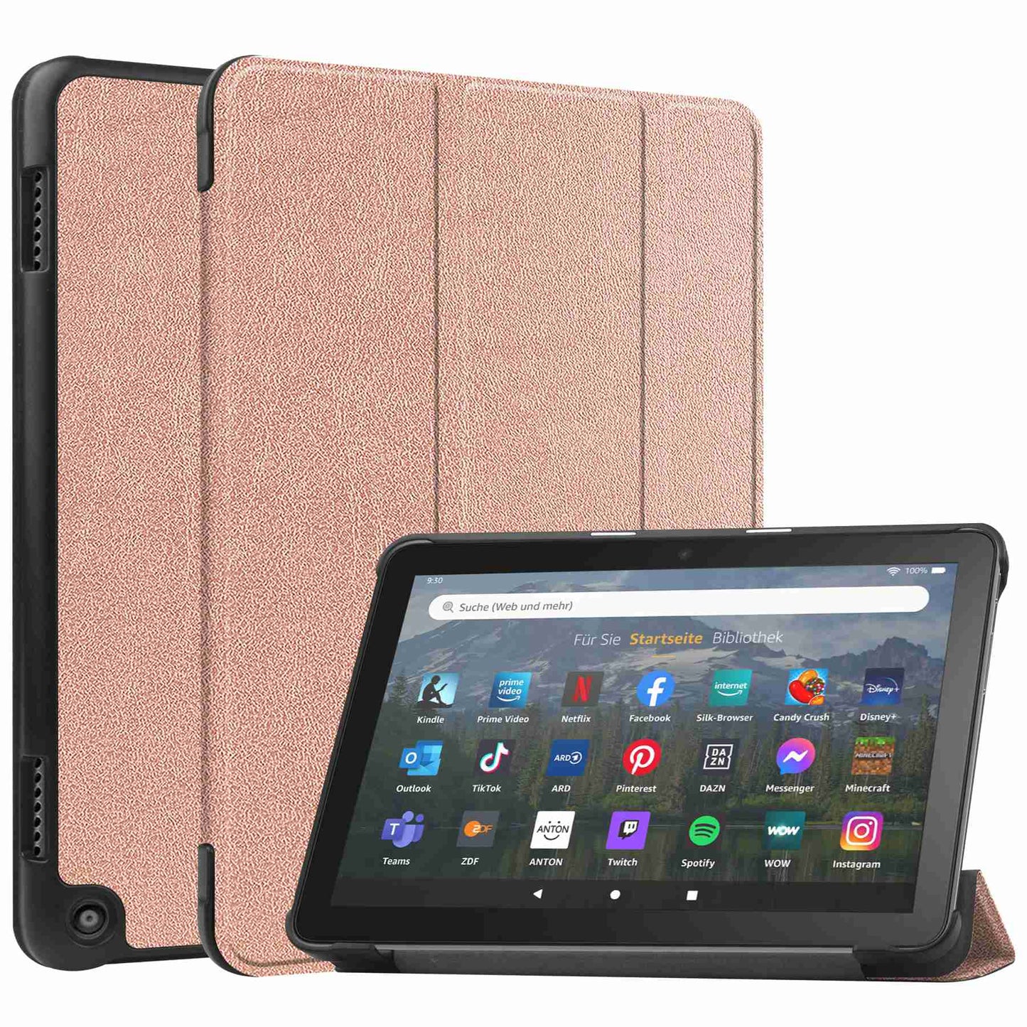 For Amazon Fire HD 8 (2022) PU Leather Tri-fold Stand Tablet Case Auto Wake / Sleep Full Protection Cover