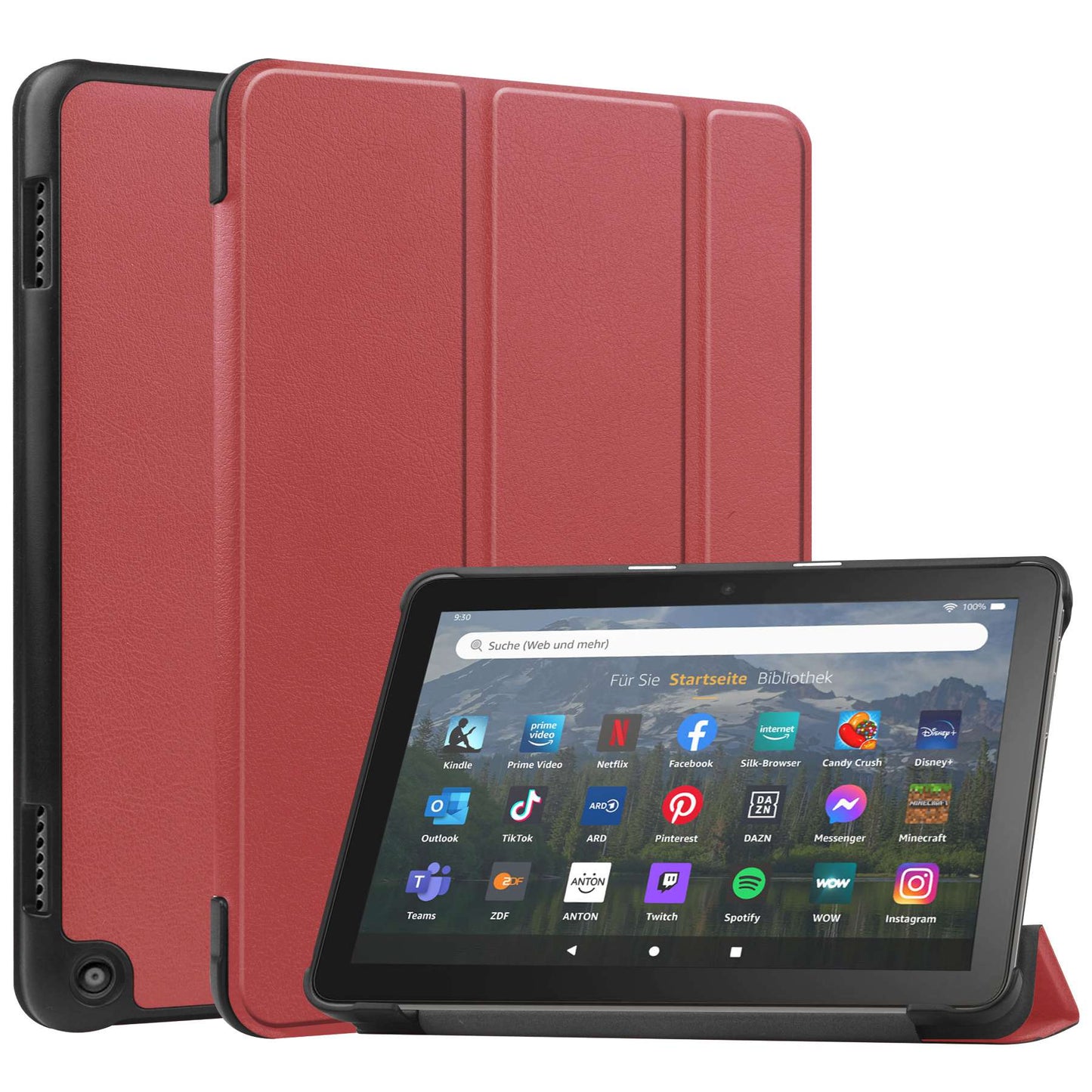 For Amazon Fire HD 8 (2022) PU Leather Tri-fold Stand Tablet Case Auto Wake / Sleep Full Protection Cover