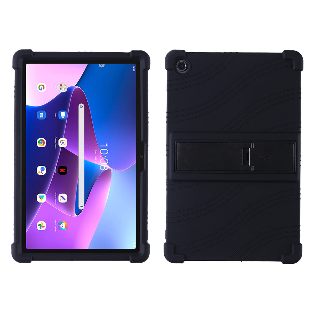 For Lenovo Tab M10 Plus (Gen 3) 10.6" 125F / 128 Anti-collision Soft Silicone Tablet Protective Case Cover with Adjustable PC Kickstand