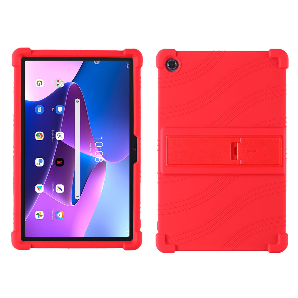 For Lenovo Tab M10 Plus (Gen 3) 10.6" 125F / 128 Anti-collision Soft Silicone Tablet Protective Case Cover with Adjustable PC Kickstand