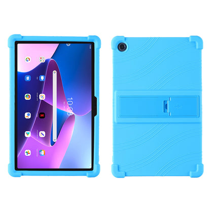 For Lenovo Tab M10 Plus (Gen 3) 10.6" 125F / 128 Anti-collision Soft Silicone Tablet Protective Case Cover with Adjustable PC Kickstand