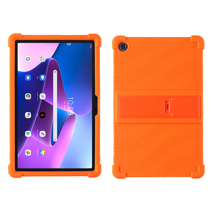 For Lenovo Tab M10 Plus (Gen 3) 10.6" 125F / 128 Anti-collision Soft Silicone Tablet Protective Case Cover with Adjustable PC Kickstand