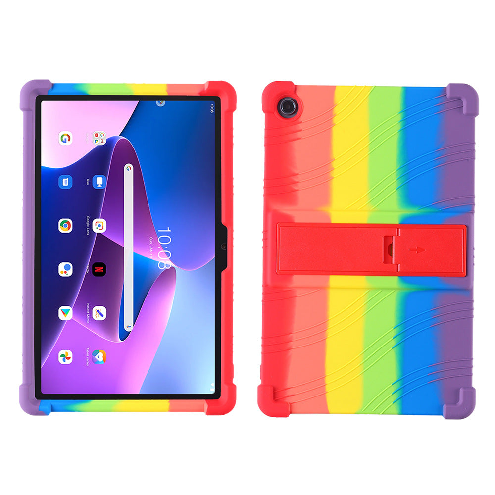 For Lenovo Tab M10 Plus (Gen 3) 10.6" 125F / 128 Anti-collision Soft Silicone Tablet Protective Case Cover with Adjustable PC Kickstand