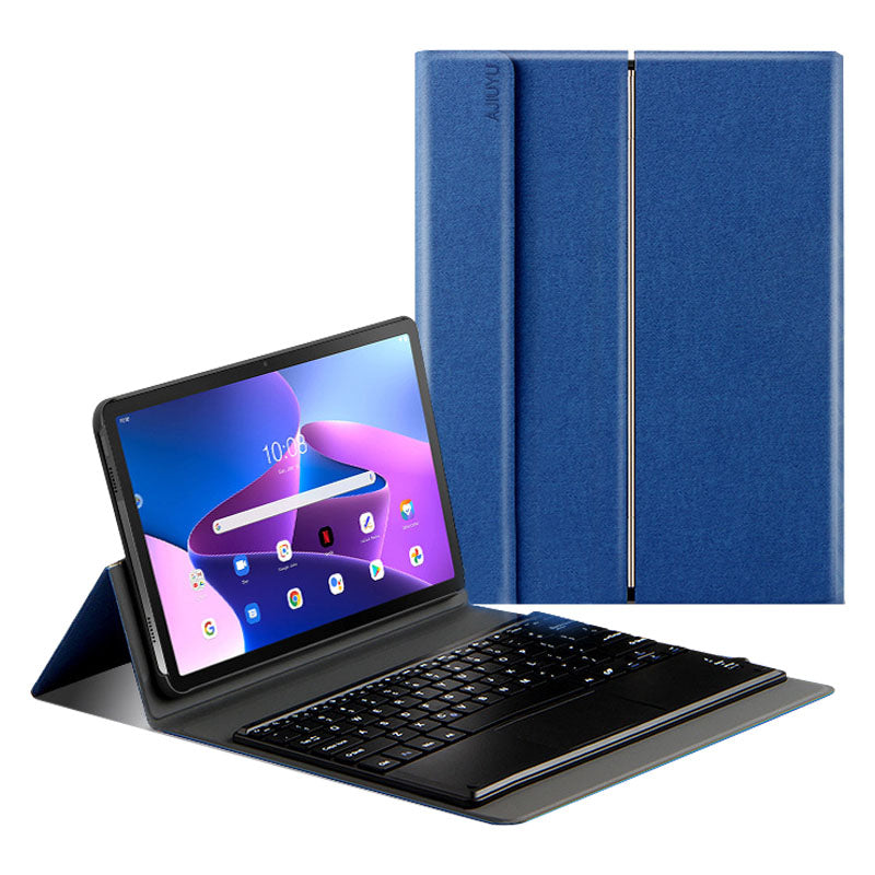 JIUYU For Lenovo Tab M10 Plus (Gen 3) 10.6 125f / 128f PU Leather Stand Keyboard Tablet Case with Detachable Bluetooth Touchpad Keyboard