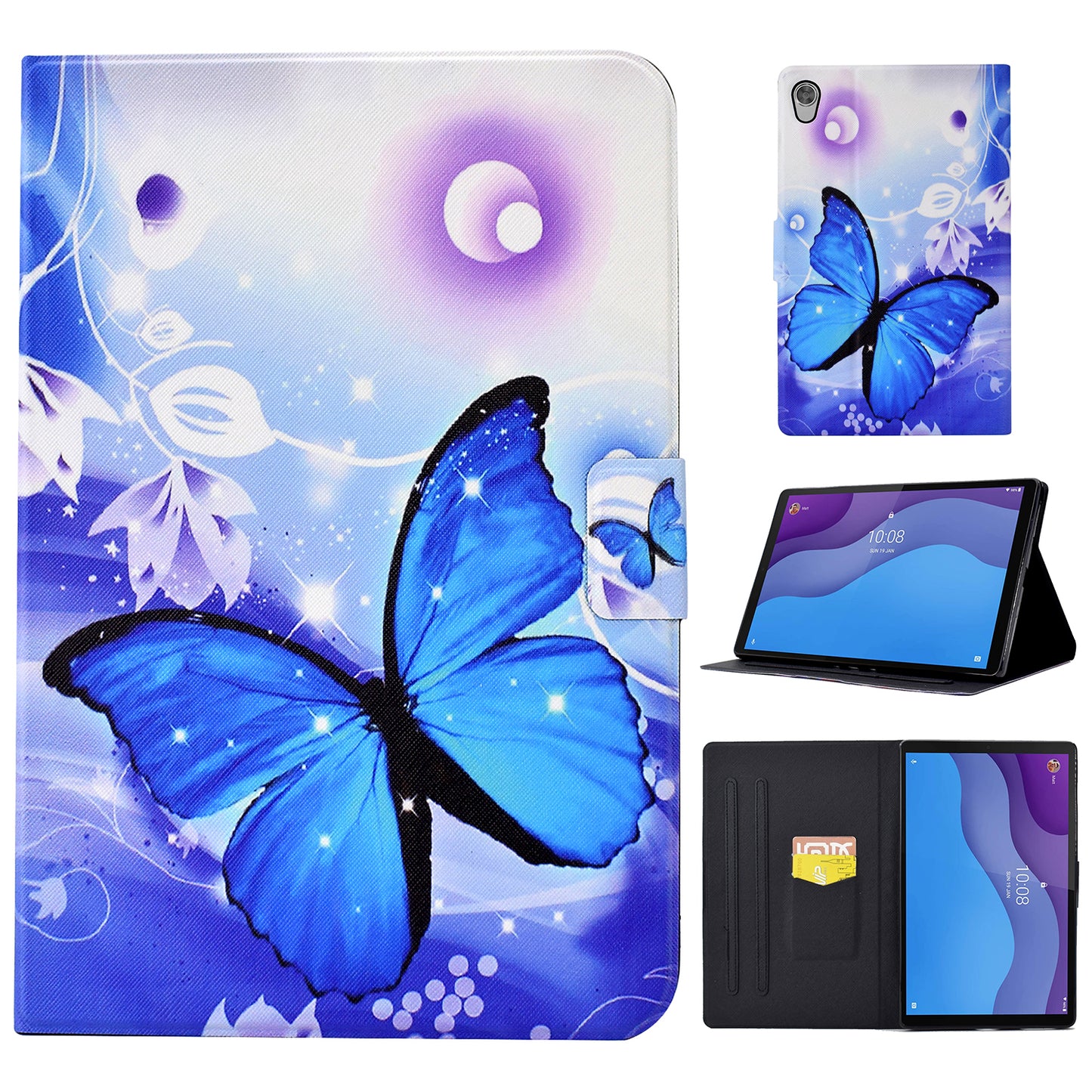 For Lenovo Tab M10 HD Gen 2 X306 Pattern Printing PU Leather Tablet Case Folding Stand Folio Auto Wake / Sleep Cover with Card Holder